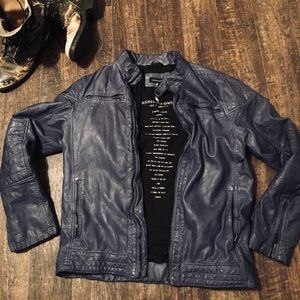 UK Brand! Ashes To Dust: Blue Faux Leather Jacket